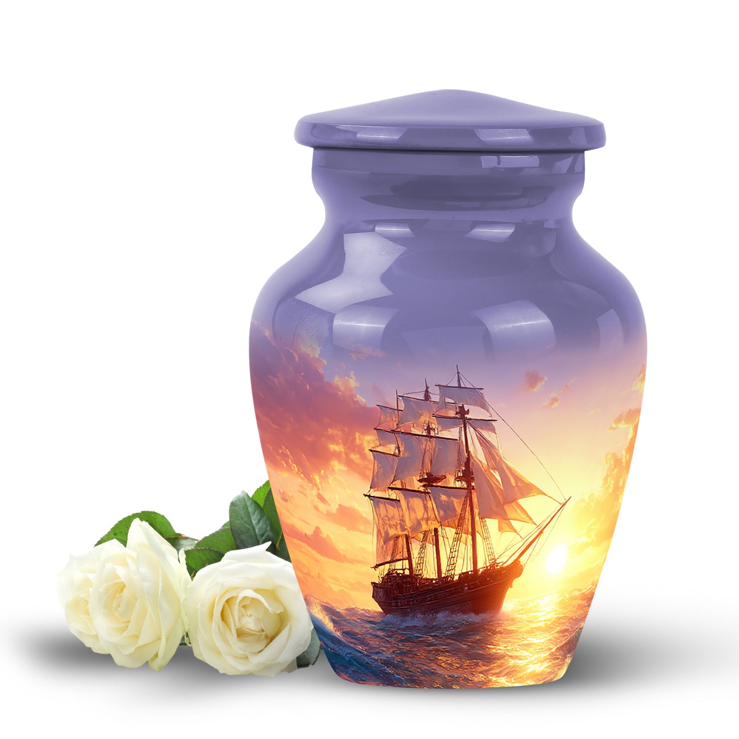 Personalized Blue Boat Cremation Urns for Ashes - Majestic 10-inch - Yatskia