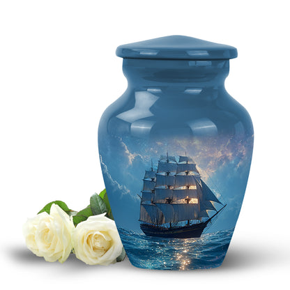 Personalized Boat Cremation Urns - Tranquil Blue 10-inch, 200 cu in - Yatskia