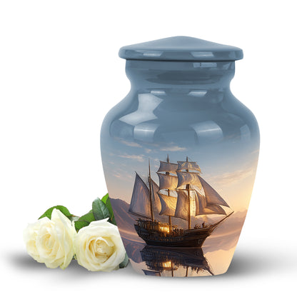 Sublime Boat Cremation Urns for Human Ashes - Blue 10-inch - Yatskia
