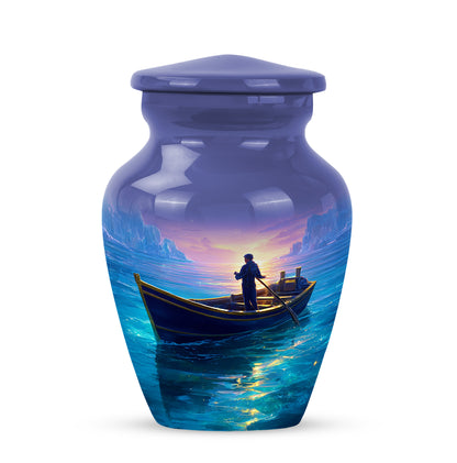 Blue Boat Cremation Urns - Enduring Farewell 10-inch, 200 cu in - Yatskia