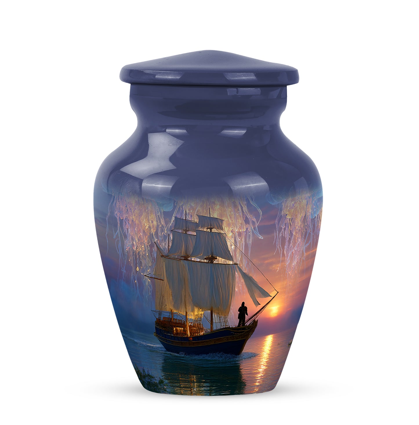 Remarkable Boat Memorial Cremation Urns - Blue 10-inch, 200 cu in - Yatskia