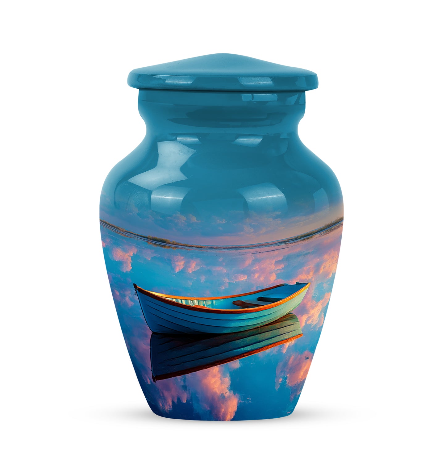 Radiant Boat Memorial Cremation Urns - Blue 10-inch, 200 cu in - Yatskia