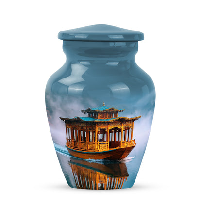 Personalized Blue Boat Cremation Urns for Ashes - Majestic 10-inch - Yatskia