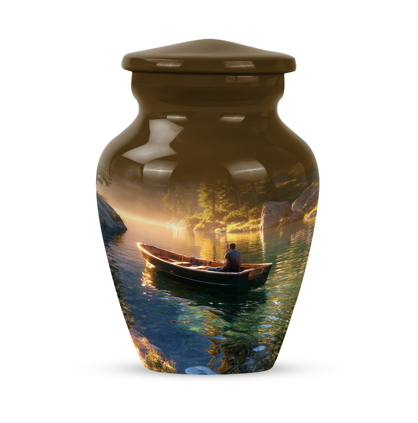 Gold Beloved Boat Cremation Urns for Human Ashes - 10-inch, 200 cu in - Yatskia