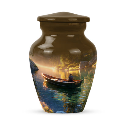 Gold Beloved Boat Cremation Urns for Human Ashes - 10-inch, 200 cu in - Yatskia