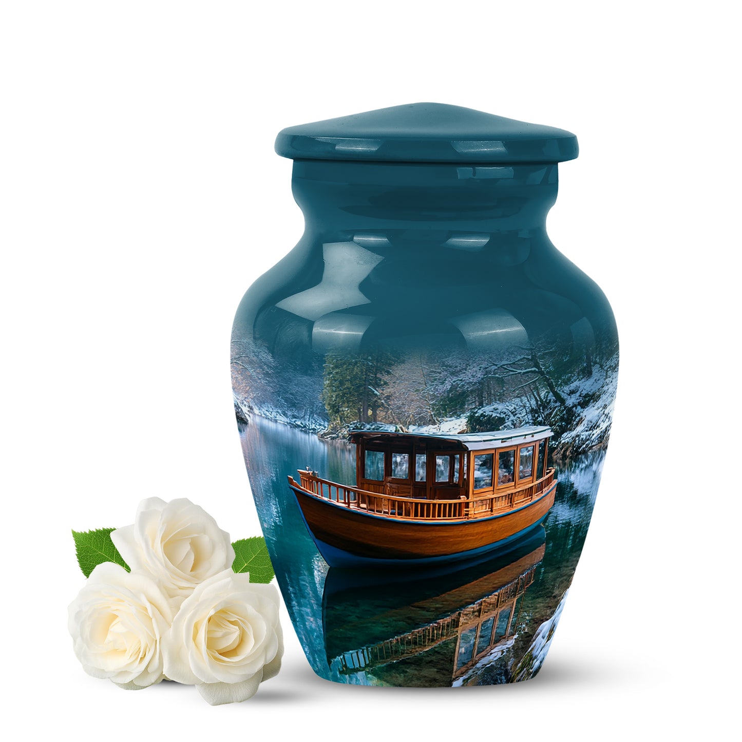 Personalized Seraphic Boat Cremation Urns - Blue 10-inch, 200 cu in - Yatskia