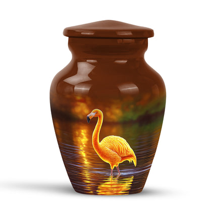 Personalized Elegant Flamingo Cremation Urns - Gold 10-inch, 200 cu in - Yatskia