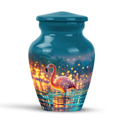 Radiant Flamingo Memorial Cremation Urns - Teal 10-inch, 200 cu in - Yatskia