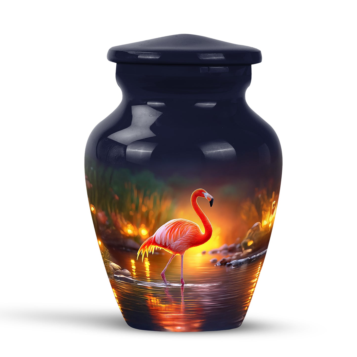 Divine Blue Flamingo Cremation Urn for Ashes - 10-inch, 200 cu in - Yatskia