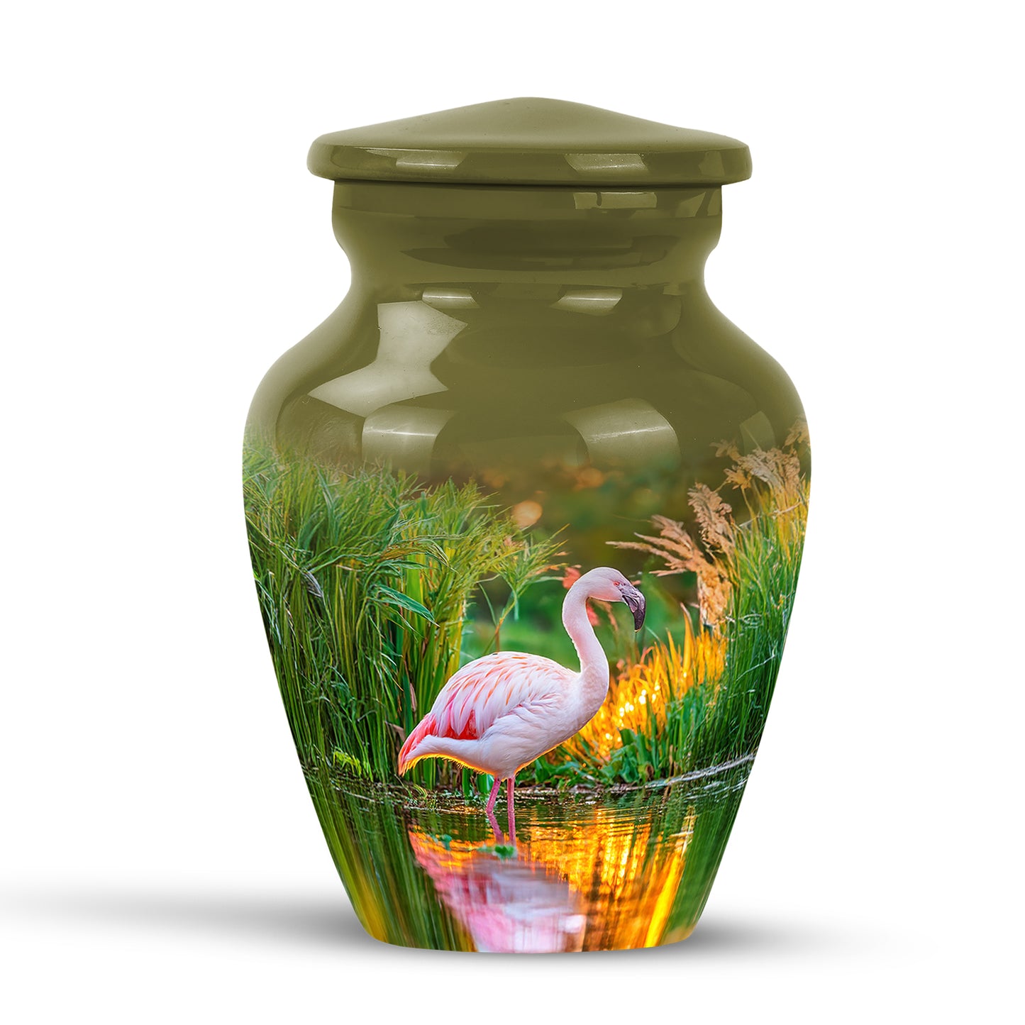Personalized Gold Flamingo Cremation Urns for Ashes - Majestic 10-inch - Yatskia