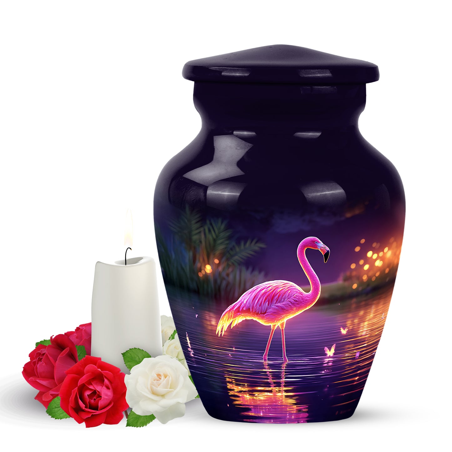 Divine Purple Flamingo Cremation Urn for Ashes - 10-inch, 200 cu in - Yatskia