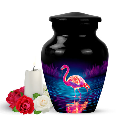 Personalized Black Steadfast Flamingo Cremation Urns for Human Ashes - 10-inch, 200 cu in - Yatskia