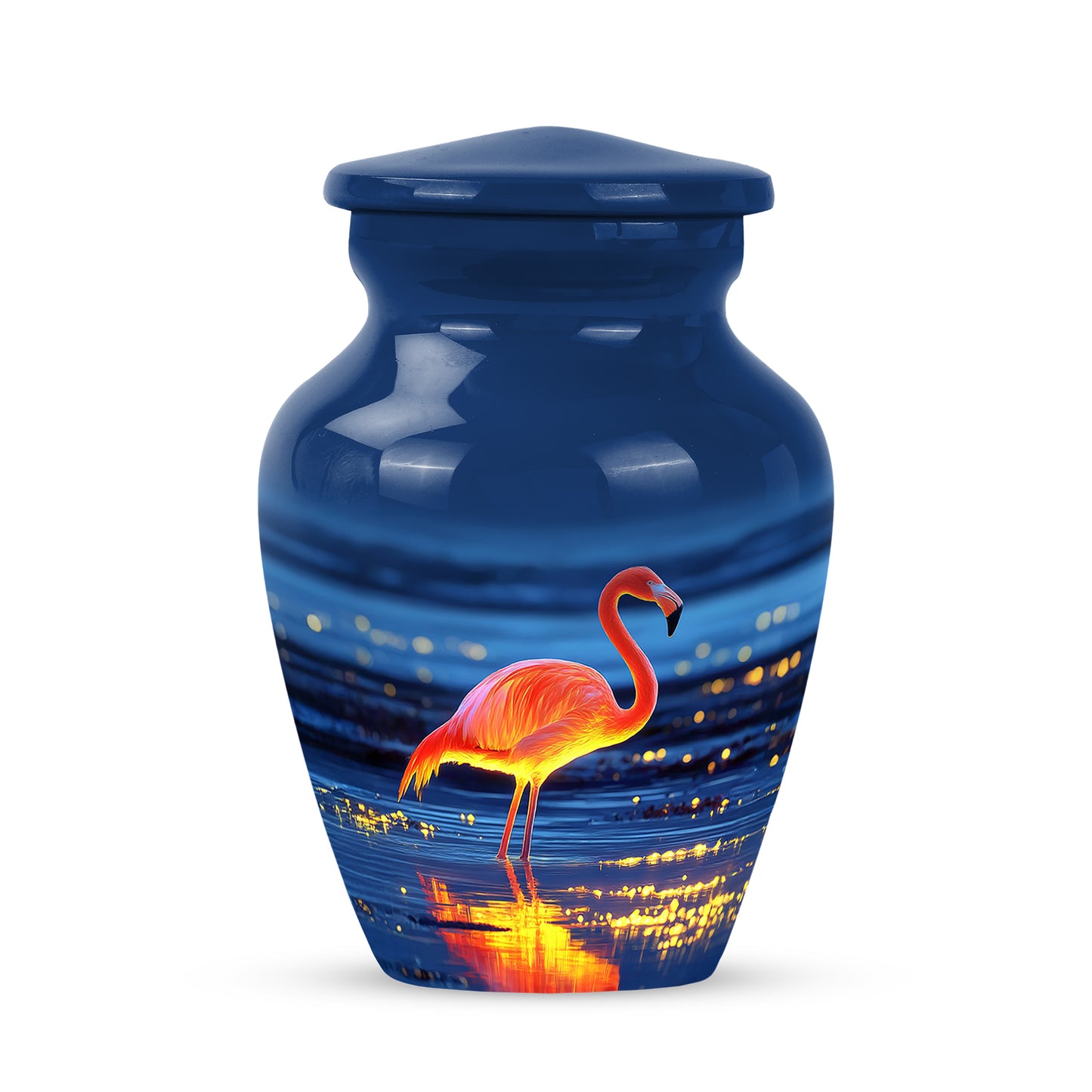 Graceful Blue Flamingo Journey Urn for Human Ashes - 10-inch, 200 cu in - Yatskia