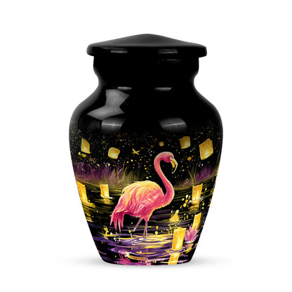 Black Treasured Flamingo Cremation Urns for Human Ashes - 10-inch, 200 cu in - Yatskia