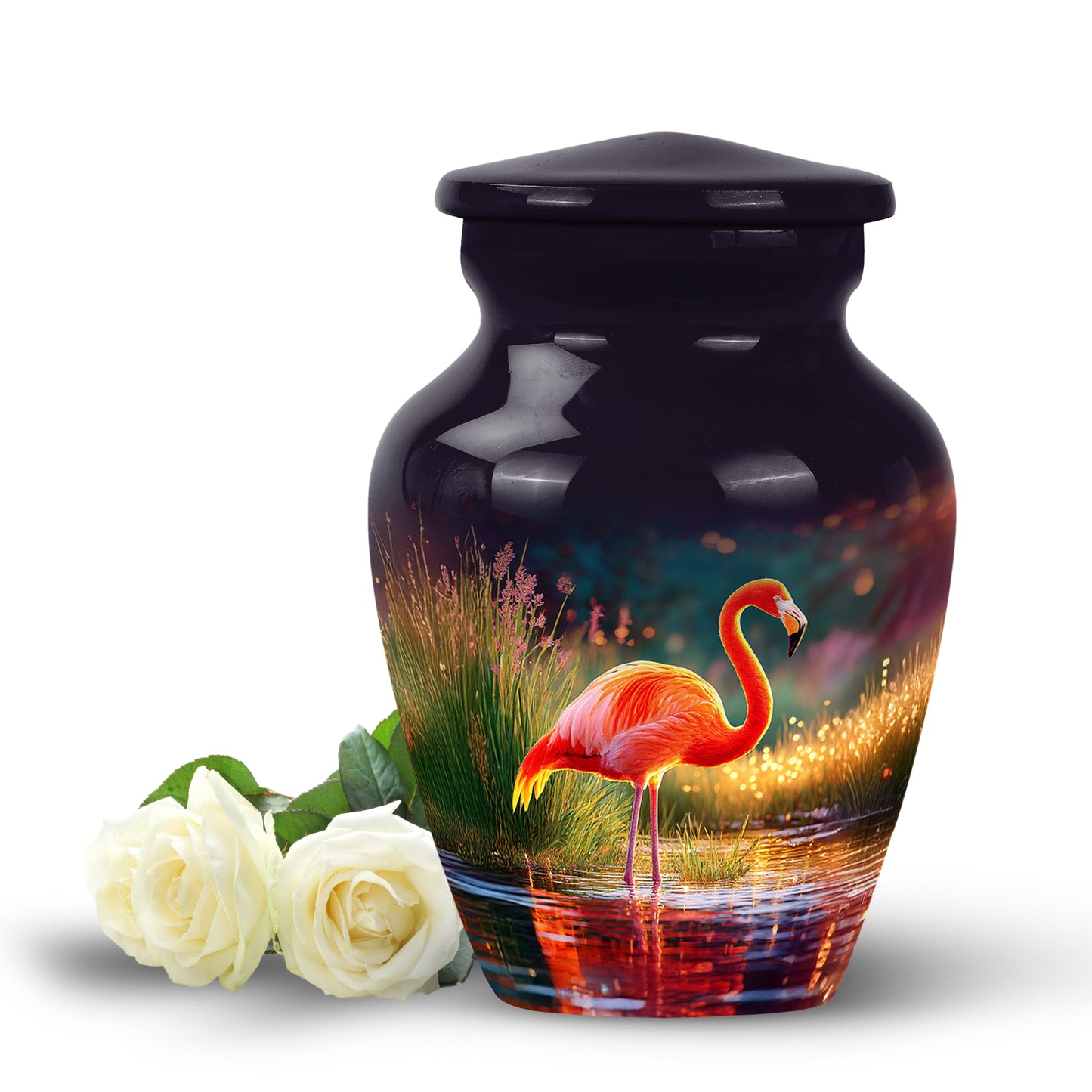 Lustrous Flamingo Cremation Urns for Human Ashes - Purple 10-inch - Yatskia
