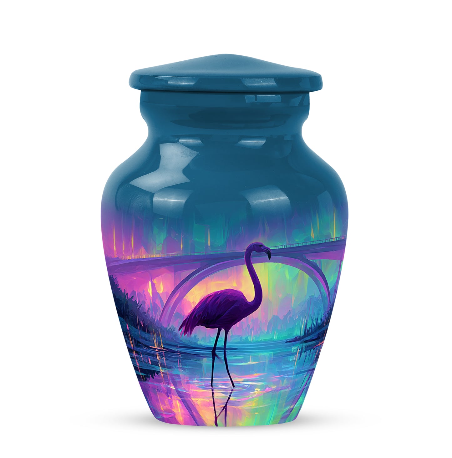 Distinguished Blue Flamingo Cremation Urn for Ashes - 10-inch, 200 cu in - Yatskia