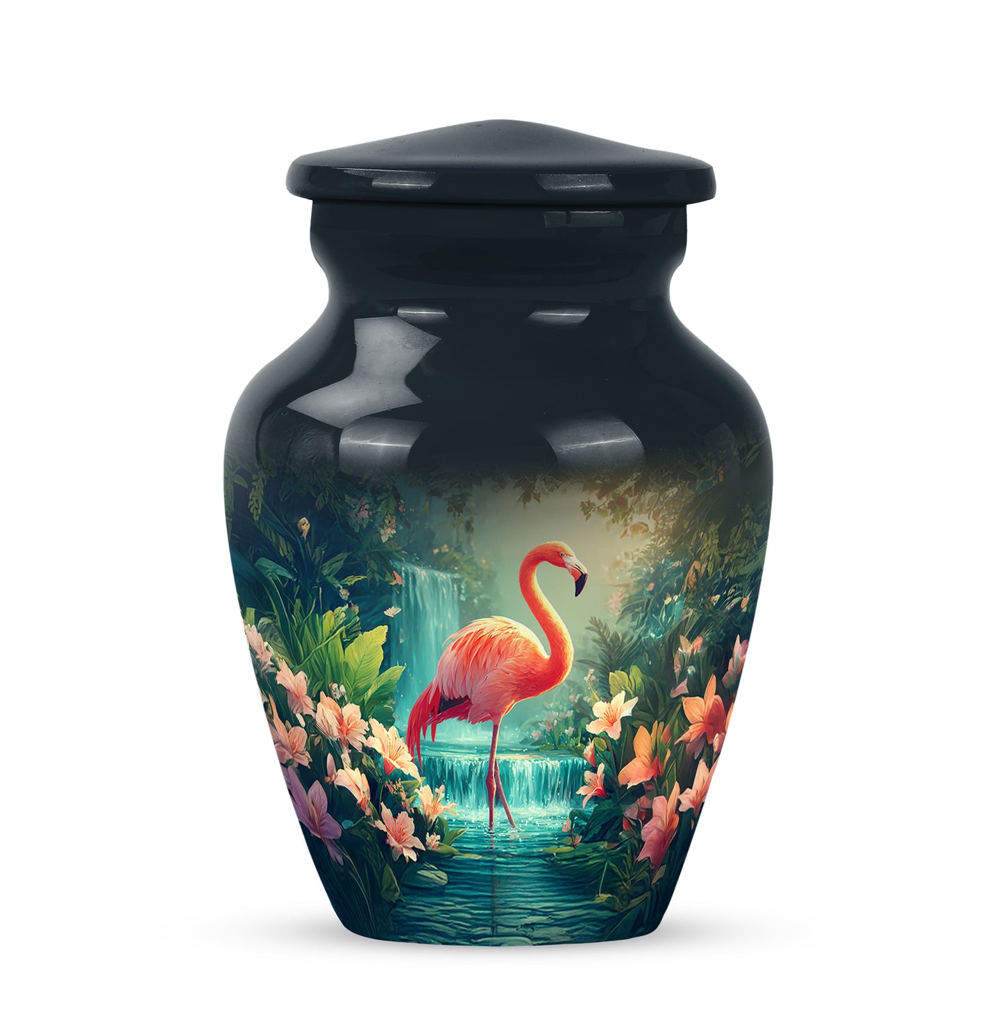 Dignified Blue Flamingo Cremation Urn for Ashes - 10-inch, 200 cu in - Yatskia