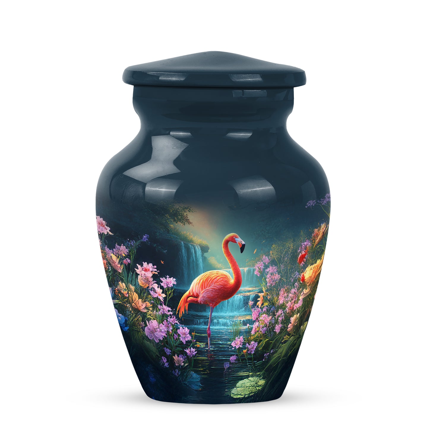 Blue Exquisite Flamingo Memorial Urn for Ashes - 10-inch, 200 cu in - Yatskia