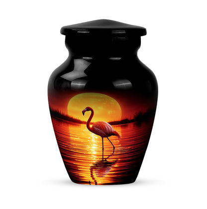 Black Flamingo Cremation Urns - Opulent Farewell 10-inch, 200 cu in - Yatskia