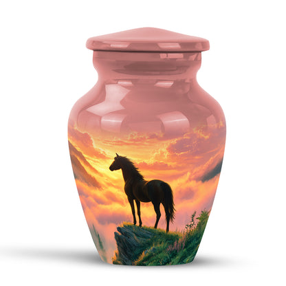 Red Beloved Horse Cremation Urns for Human Ashes - 10-inch, 200 cu in - Yatskia
