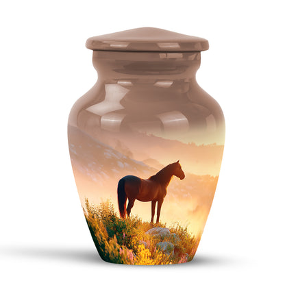 Personalized Elegant Horse Cremation Urns - Gold 10-inch, 200 cu in - Yatskia