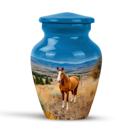 Blue Beloved Horse Cremation Urns for Human Ashes - 10-inch, 200 cu in - Yatskia