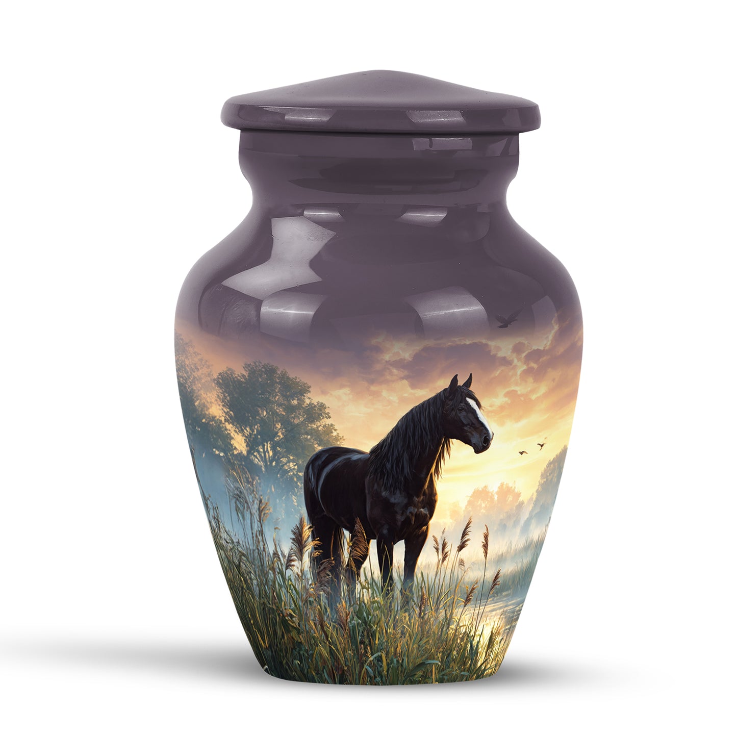Black Horse Cremation Urns - Opulent Honor 10-inch, 200 cu in - Yatskia