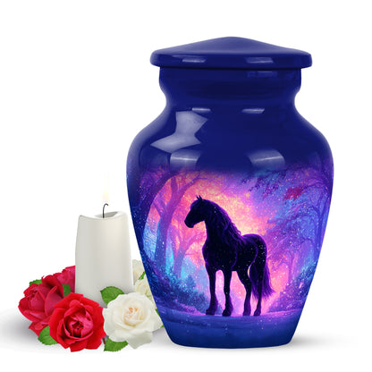 Personalized Blue Horse Cremation Urns for Ashes - Peaceful 10-inch - Yatskia