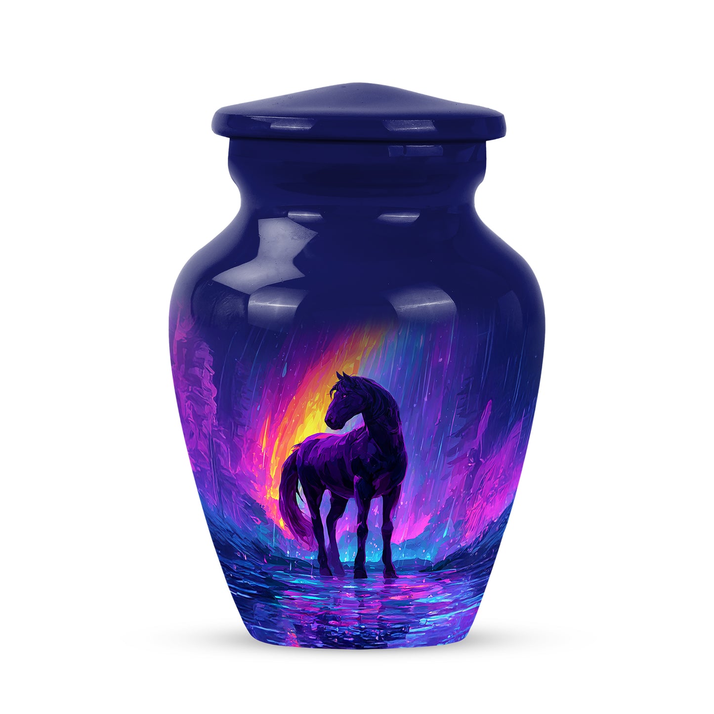 Remarkable Horse Memorial Cremation Urns - Blue 10-inch, 200 cu in - Yatskia