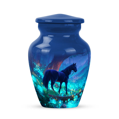 Distinguished Blue Horse Cremation Urn for Ashes - 10-inch, 200 cu in - Yatskia
