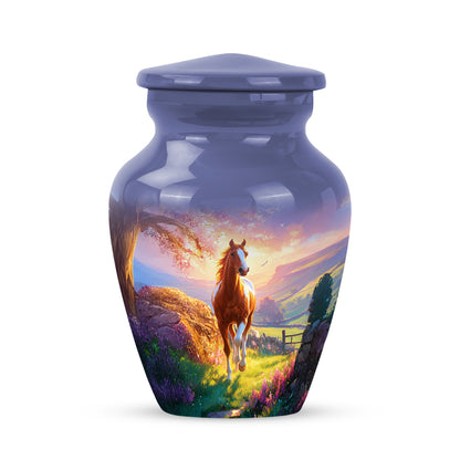 Stunning Blue Horse Promise Urn for Human Ashes - 10-inch, 200 cu in - Yatskia