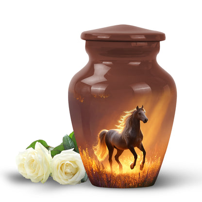Graceful Red Horse Celebration Urn for Human Ashes - 10-inch, 200 cu in - Yatskia
