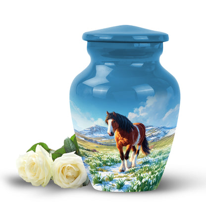 Hallowed Horse Cremation Urns for Human Ashes - Blue 10-inch - Yatskia