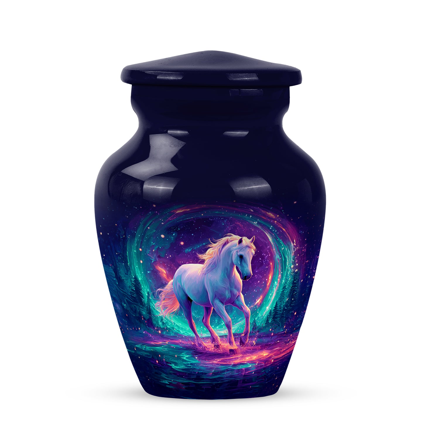 Blue Horse Sanctuary Cremation Urns for Human Ashes - 10-inch, 200 cu in - Yatskia