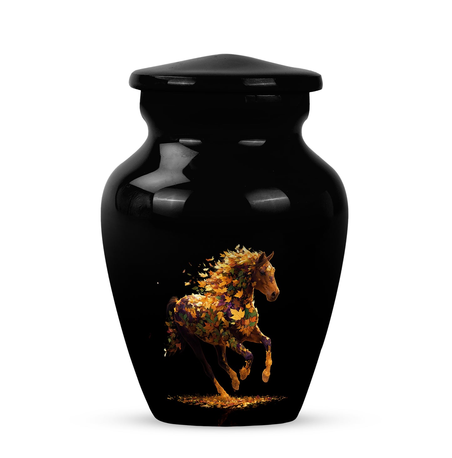 Personalized Seraphic Horse Cremation Urns - Black 10-inch, 200 cu in - Yatskia