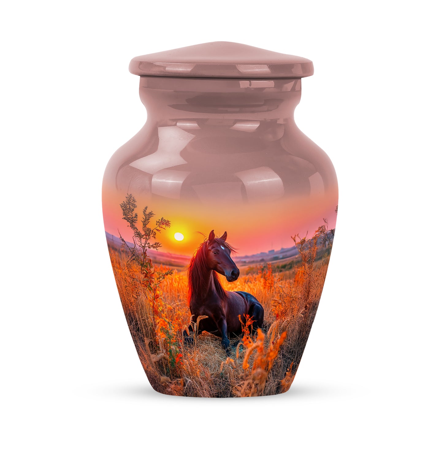 Personalized Red Sovereign Horse Cremation Urns for Human Ashes - 10-inch, 200 cu in - Yatskia