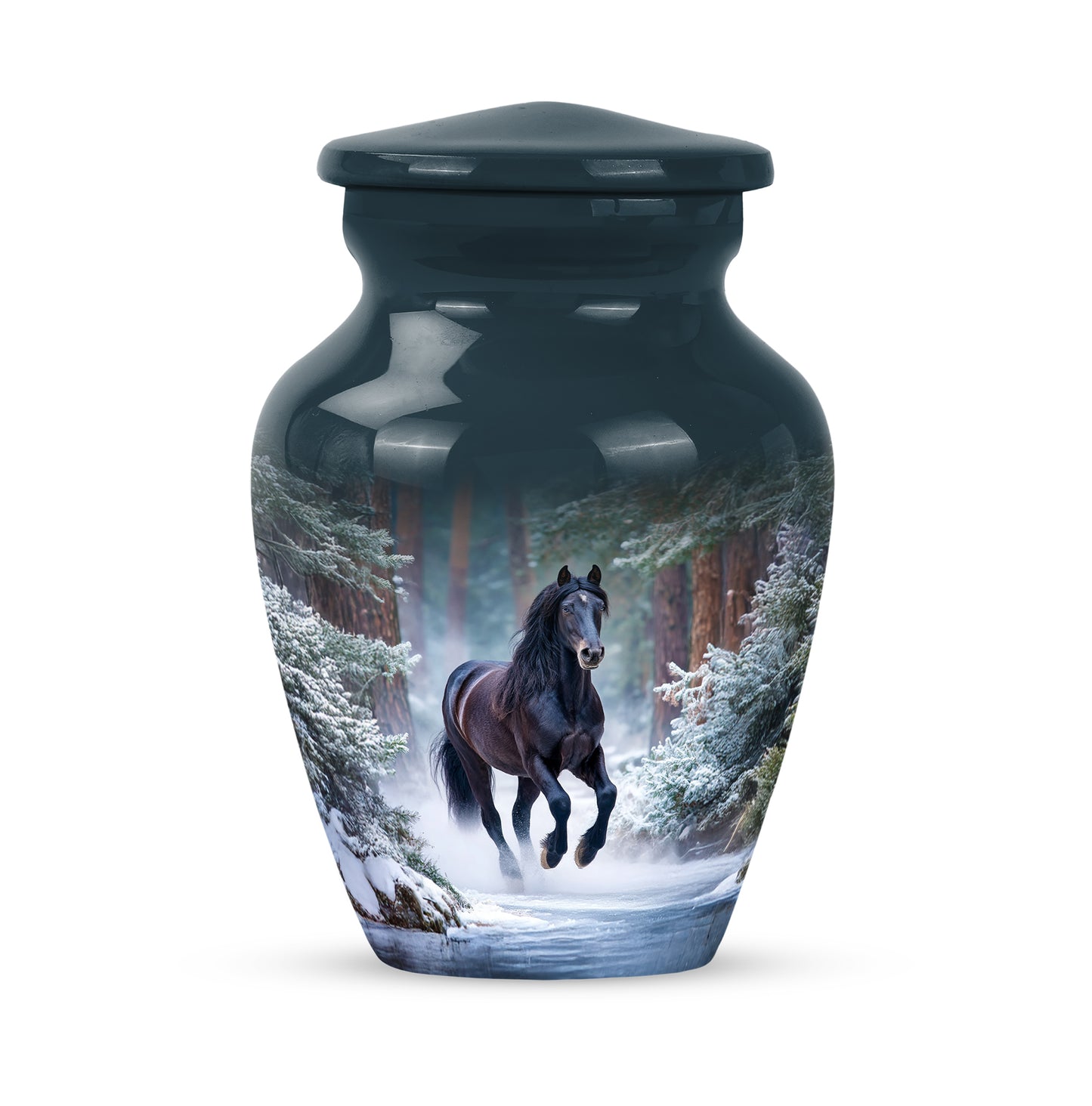 Ethereal Horse Memorial Cremation Urns - Blue 10-inch, 200 cu in - Yatskia