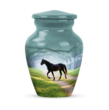 Personalized Magnificent Horse Cremation Urns - Teal 10-inch, 200 cu in - Yatskia