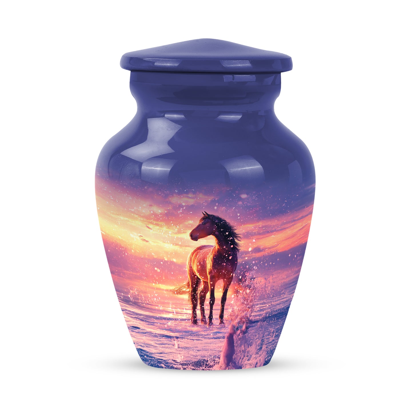 Remarkable Horse Memorial Cremation Urns - Blue 10-inch, 200 cu in - Yatskia