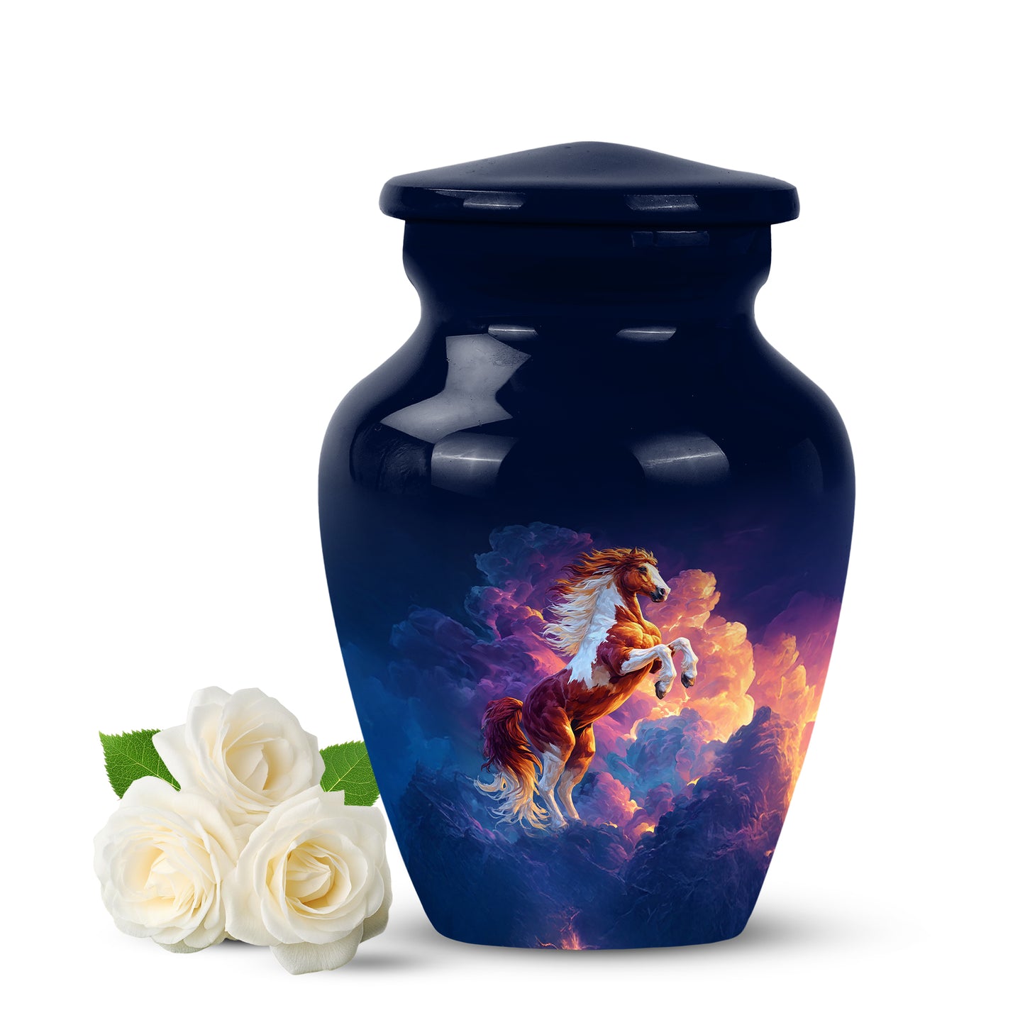 Lustrous Horse Cremation Urns for Human Ashes - Blue 10-inch - Yatskia