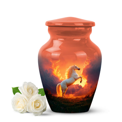 Personalized Red Sovereign Horse Cremation Urns for Human Ashes - 10-inch, 200 cu in - Yatskia