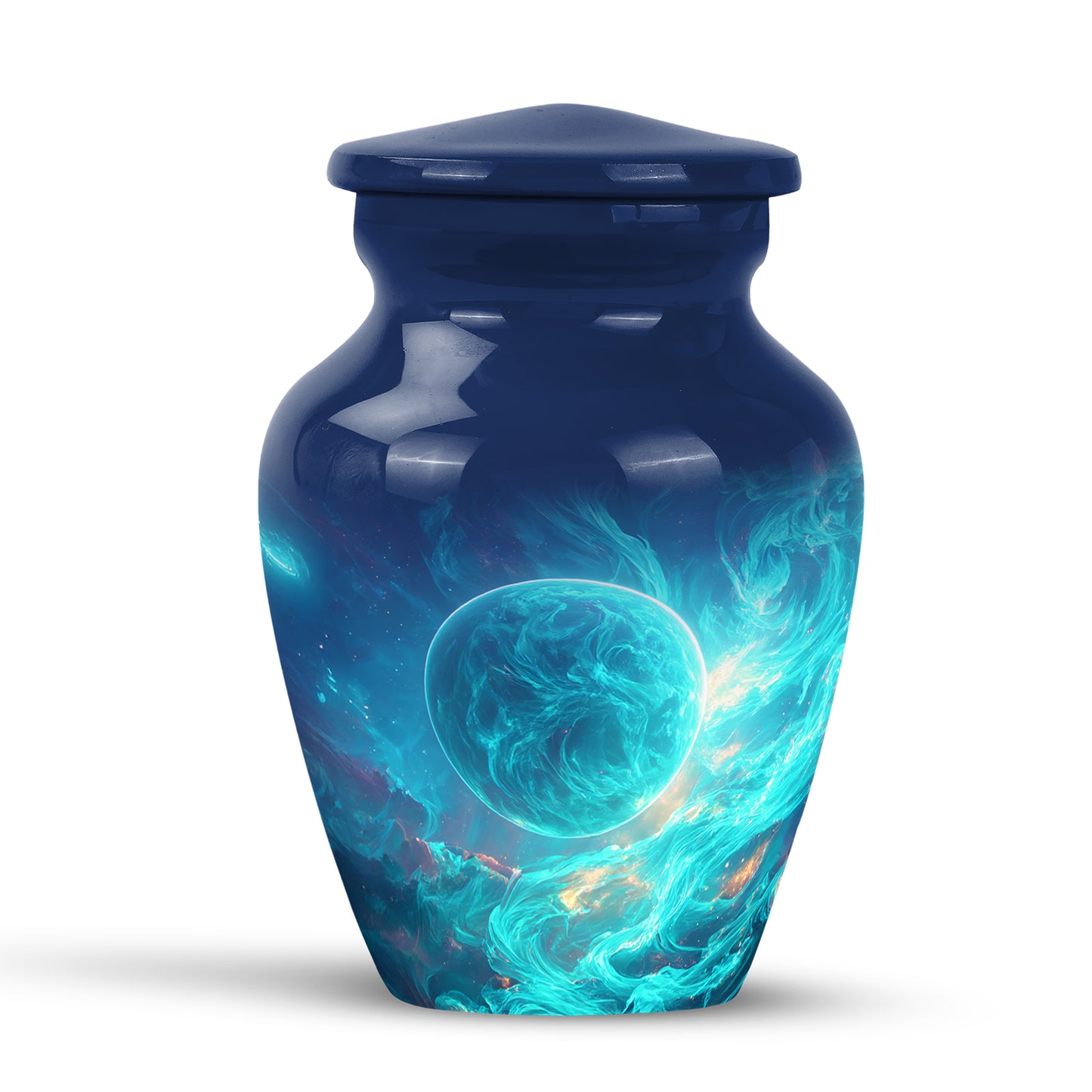 Radiant Galaxy Memorial Cremation Urns - Blue 10-inch, 200 cu in - Yatskia