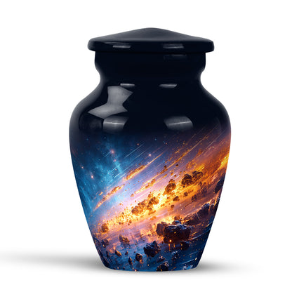 Personalized Blue Cherished Galaxy Cremation Urns for Human Ashes - 10-inch, 200 cu in - Yatskia