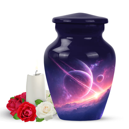 Blue Resounding Galaxy Memorial Urn for Ashes - 10-inch, 200 cu in - Yatskia