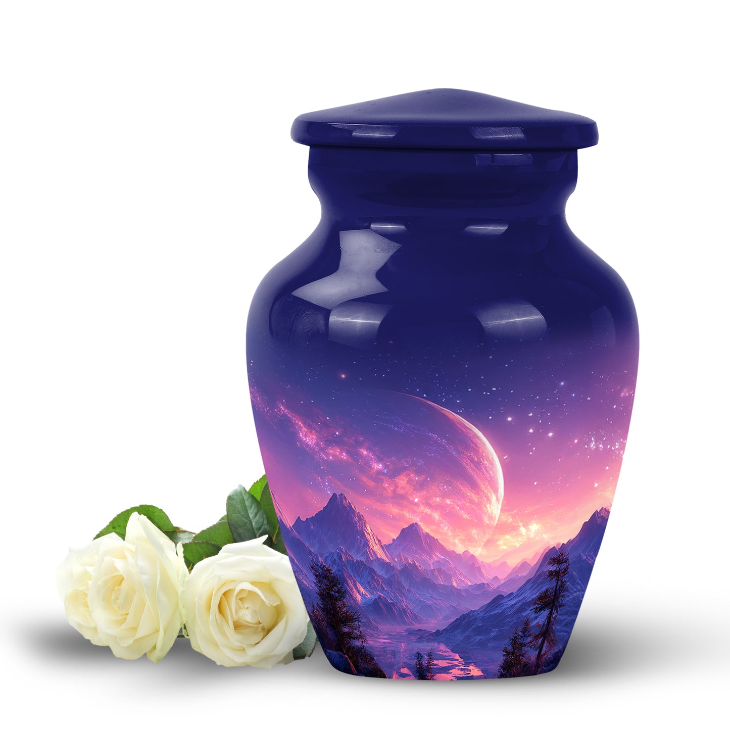 Blue Venerable Galaxy Cremation Urns for Human Ashes - 10-inch, 200 cu in - Yatskia