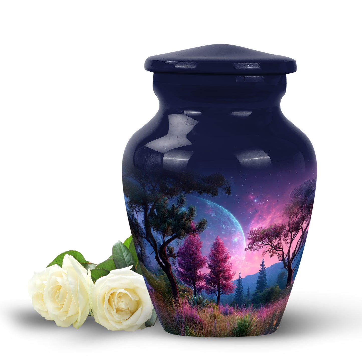 Blessed Galaxy Cremation Urns for Human Ashes - Blue 10-inch - Yatskia