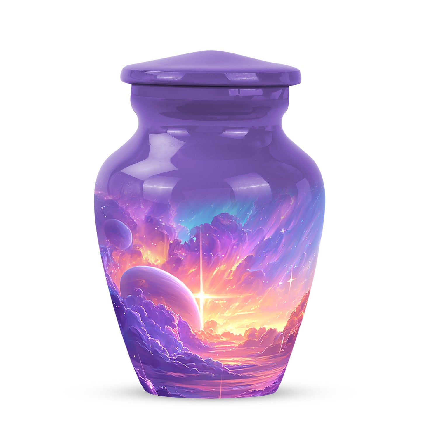 Purple Galaxy Cremation Urns - Glorious Sentinel 10-inch, 200 cu in - Yatskia
