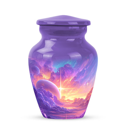 Purple Galaxy Cremation Urns - Glorious Sentinel 10-inch, 200 cu in - Yatskia