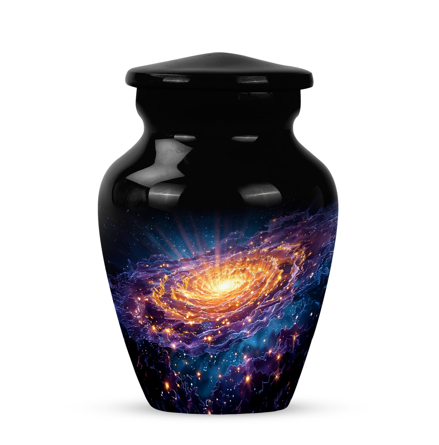 Divine Black Galaxy Cremation Urn for Ashes - 10-inch, 200 cu in - Yatskia
