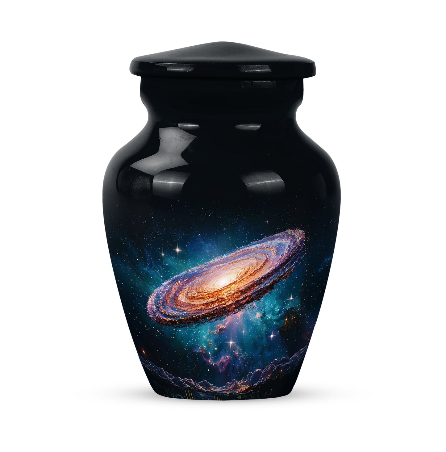 Black Galaxy Legacy Cremation Urns for Human Ashes - 10-inch, 200 cu in - Yatskia